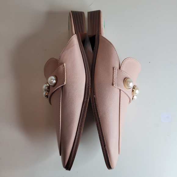 Catherine Malandrino Quentin Pink Mule with Faux Pearls Slip on Flats Size 8 - Picture 7 of 9